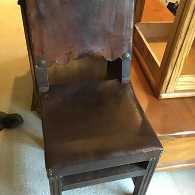 Armless Leather Side Chair
