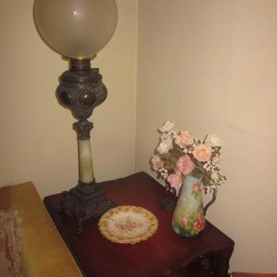Antique Victorian Globe Lamp with Marble and Brass  