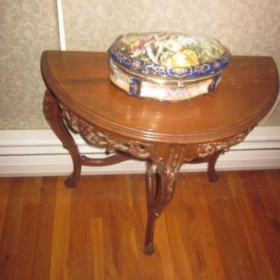 Half Moon Carved Accent Table 