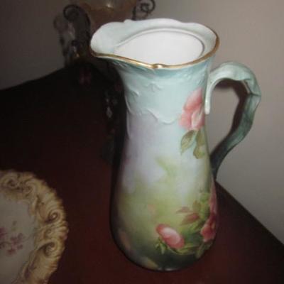 Jean Pouyat Limoges France Hand Painted Pitcher 