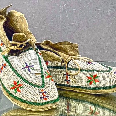 Fine pair of Cheyenne Native American beaded moccasins. Estate sale price: $600
