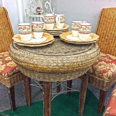 Outdoor wicker set.