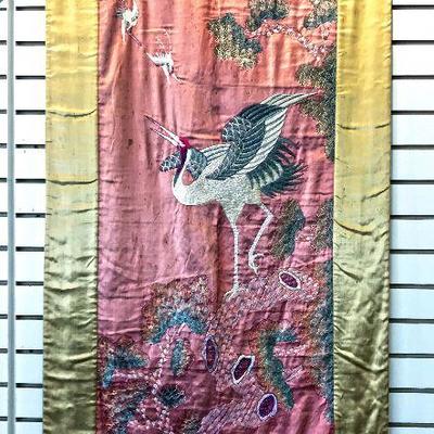 Antique. Qing Dynasty embroidered silk panel. 30in x 61in Estate sale price. $125
