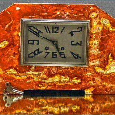 Three Piece Art Deco Marble Mantle Clock. Estate sale price: $200
