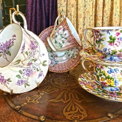 Various tea cups and saucers