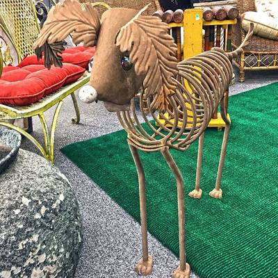 Wrought iron skeletal dog
