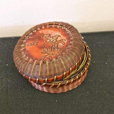 Meji period Japanese woven bronze trinket box basket. $100
