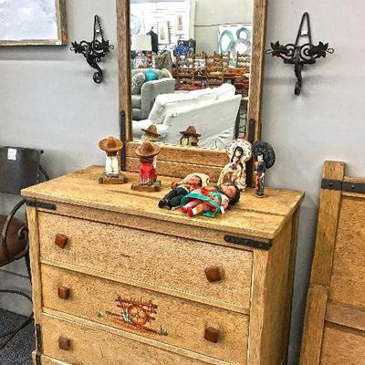 Cute hand-painted Monterey dresser and mirror.