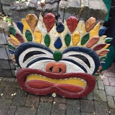 VERY FUNKY HAND CARVED PAINTED CARNIVALE CIRCUS WALL ARTR