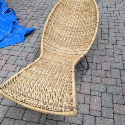 RARE AND UNUSUAL MCM RATTAN FISH CHAISE LOUNGE