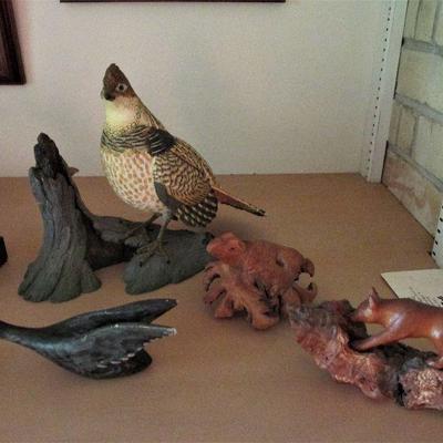 Many original wildlife carvings