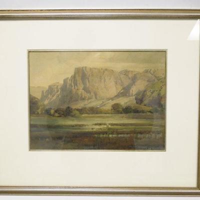  Percy Gray Watercolor, Western Buttes.