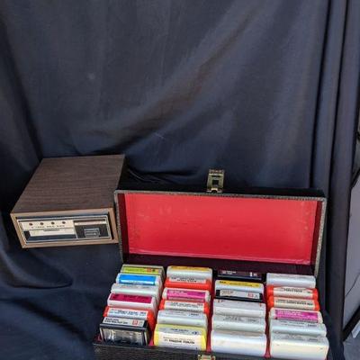 8 Track Stereophonic Cartridge Tape Player with Tapes