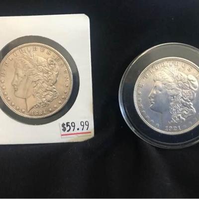 2 - US Silver Dollars Morgan 1921 & 1840