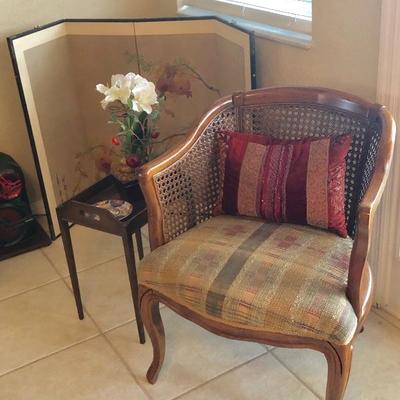 French Regency-Style Wood & Cane Side Chair - $120  (25W  26D)

