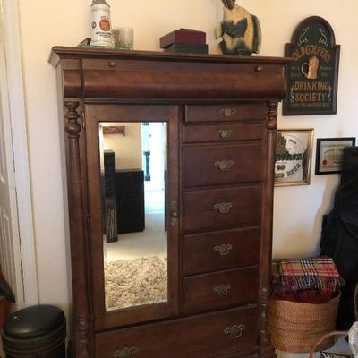 Classic Federal-style 8-Drawer Mirrored Armoire/Chifforobe - $525  (44W  18D  66H)