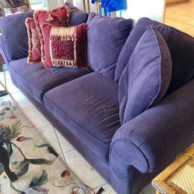 Bauhaus Plum 2-Cushion Sofa w/loose Pillow Back - $150  (85W  37D  31H at back)

