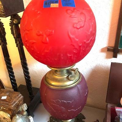 Vintage Red Globe Lamp