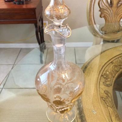 1870's Decanter with stopper and gilt trim. 