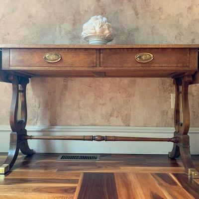 Baker Furniture  Drop Leaf Console Table with Lyre Base