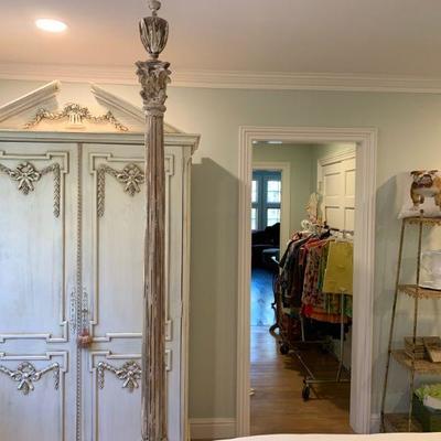 Louis XV Armoire with Wreath and Swag, Designer Children's Clothing, Antique Graduated Tiered Shelf 