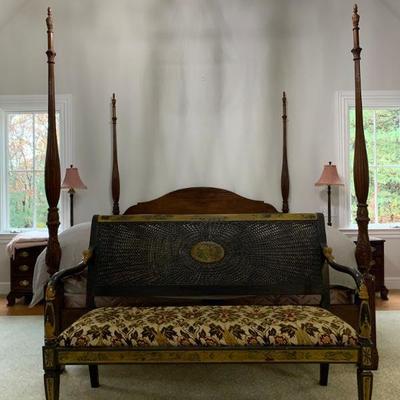 Antique French Cane Back Settee  
