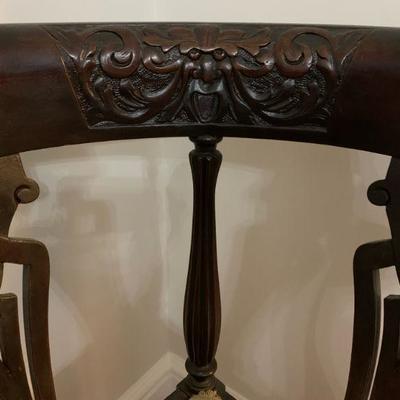 Claw Foot Corner Chair with Carved Face 
