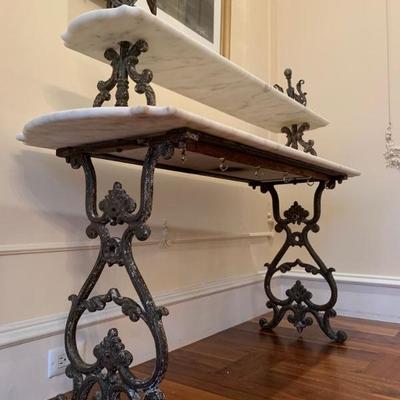 French Iron and Marble Pastry Table