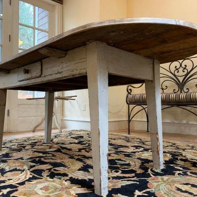 Antique Rounded Edge Pine Farm Table 
