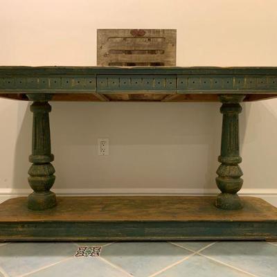 English Country Trestle Style Work Table 