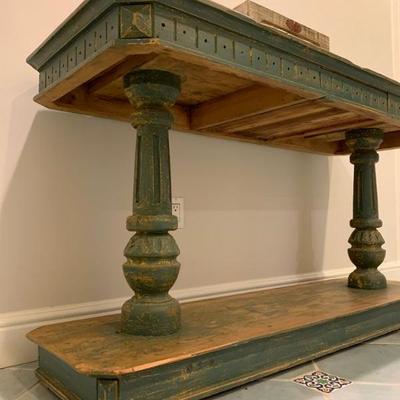 English Country Trestle Style Work Table 