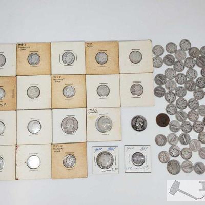 1126: Assorted Mercury Dimes, Seated Liberty Dime, Barber Quarter and more!
Includes Indian Head Penny, Liberty Head Nickel , 1951 1956...