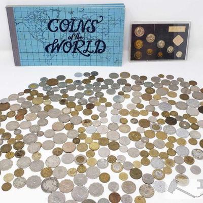 Assorted Foreign Coins and Coins of the World Book
India, Panama, Hong Kong, New Zealand France, 3 Nazi coins from the 1940's