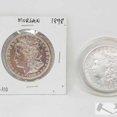 1100: 1898 & 1884 Morgan Silver Dollar Philadelphia Mint
1898 & 1884 Morgan Silver Dollar Philadelphia Mint