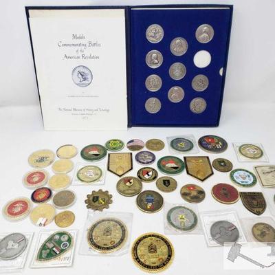 1190: Medals Commemorating Battleships, and Assorted Medals
This collection contains medals from Iraqi, Fort Irwin, Germany, Fort Polk...