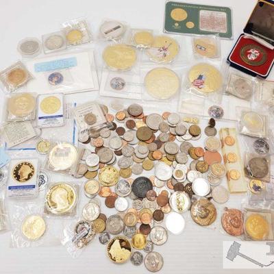 Assorted Commemorative Forein Coins, US Coins and more
Including 1871 Carson City Gold Double Eagle Replica, 1849 Liberty Head Double...