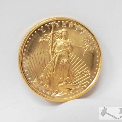 1003: 2000 American Eagle 1/4 Ozt. Fine Gold Coin
2000 American Eagle 1/4 Ozt. Fine Gold Coin