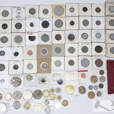 Assorted Foreign Coins,Tokens and more
Assorted Foreign coins,tokens, and many more