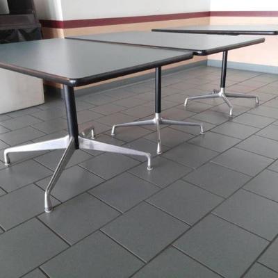 Three Rectangle Pedistal Tables w Metal Bases