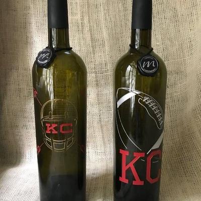 #Kansas City Chiefs empty wine bottles (great bar d ...