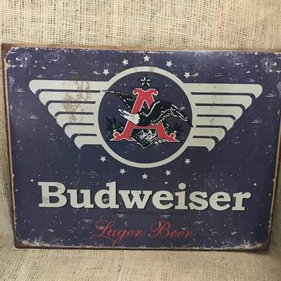 Rustic looking Bar Tin Sign--Budweiser
