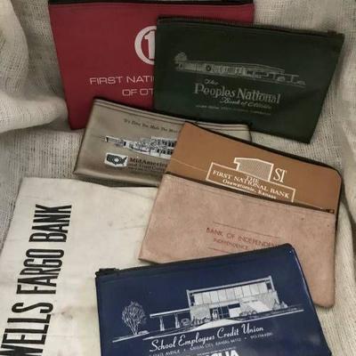 Collection of vintage money bank bags