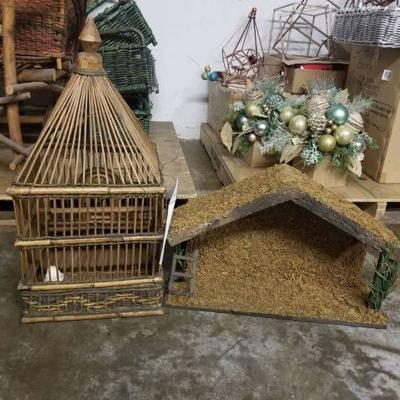 Decorative Bird Cage And Nativity Scene