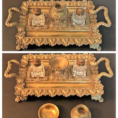 Gilted Bronze Inkwell (France)