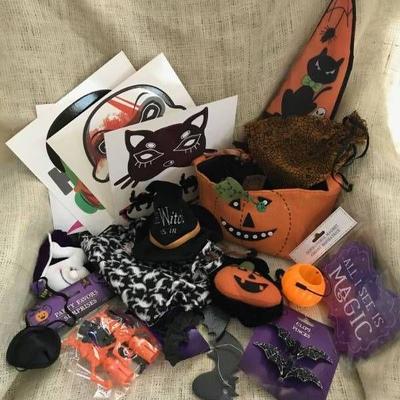 Halloween goodies, bags and paper masks