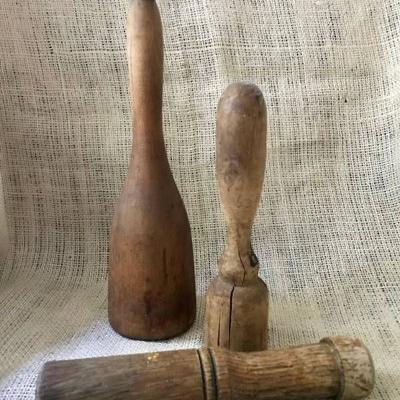 Set of 3 Vintage Wooden Utensils