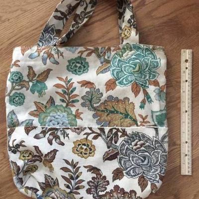 Floral Canvas Tote bag purse with outside pockets