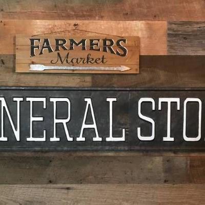 Farmers Market and Large Metal General Store Sign- ...