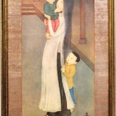 Mai Trung Thu - Mother with Two Children - Print - ...