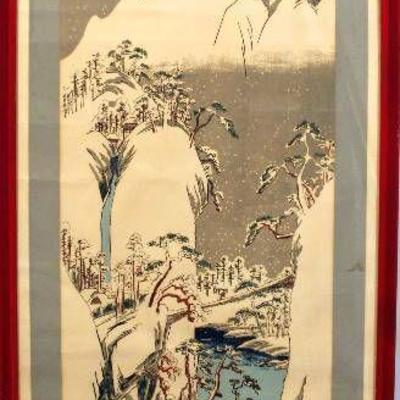 Utagawa Hiroshige - Snow View of Fuji River - Prin ...